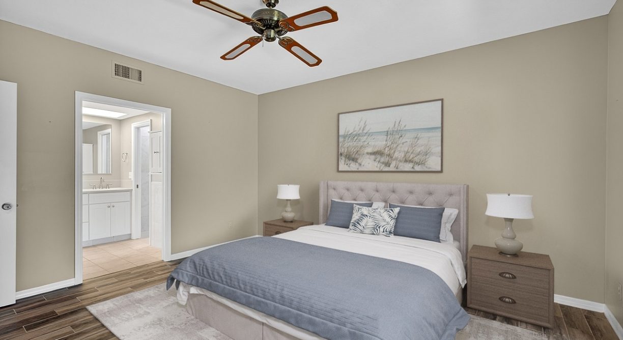 Interior bedroom of condo for sale at 6165 S Mirror Lake Drive #106 Sebastian, FL 32958