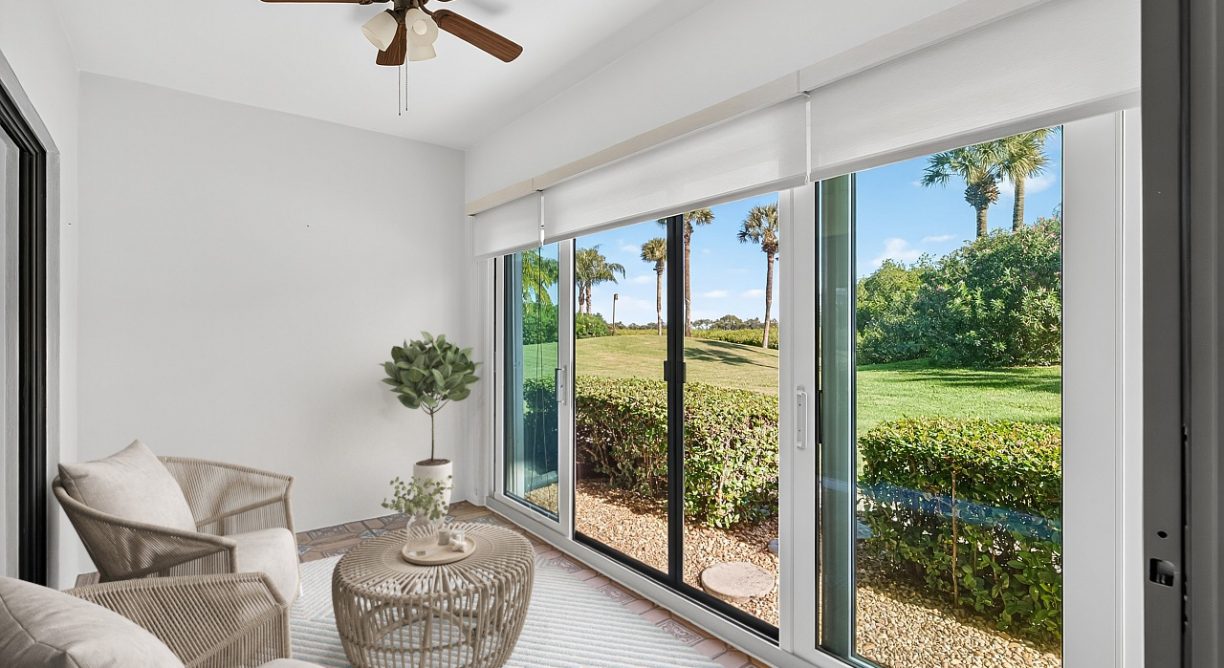 Back porch view of waterfront condo for sale on Indian River at 6165 S Mirror Lake Drive #106 Sebastian, FL 32958